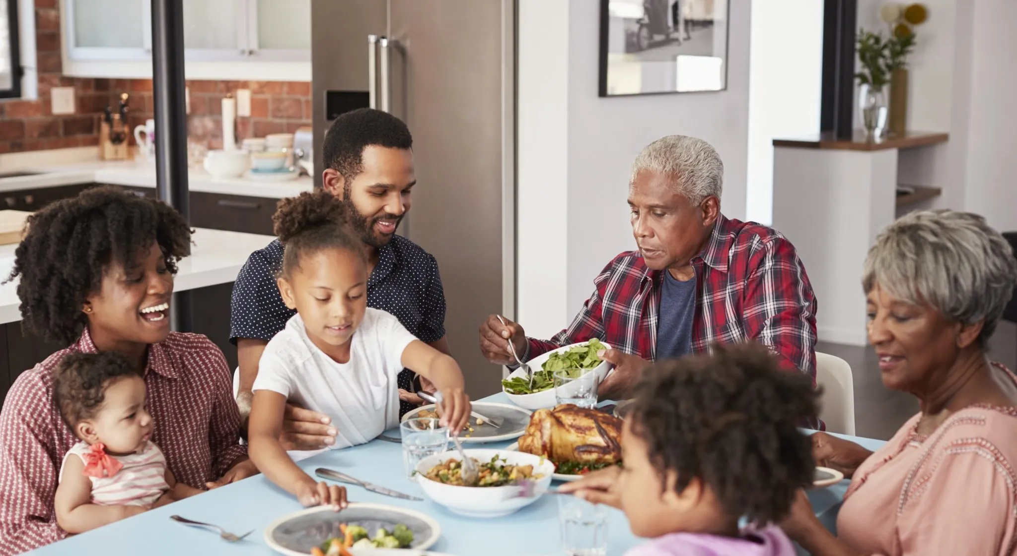 Family eating dinner